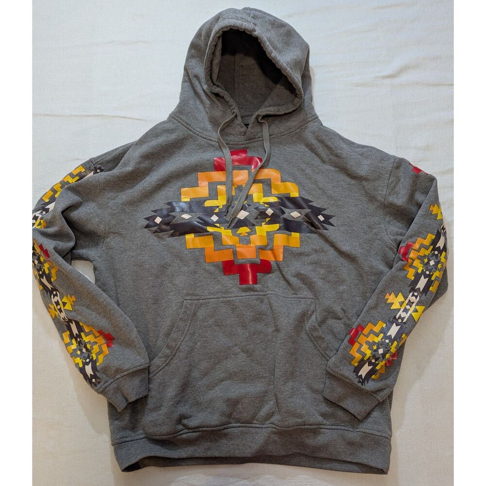 Southwest Aztec Graphic Hoodie Gray Pullover L Nu Trendz Signature